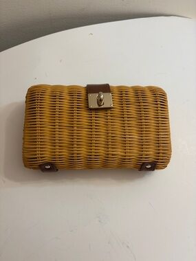 J Crew Rattan clutch purse with chain strap